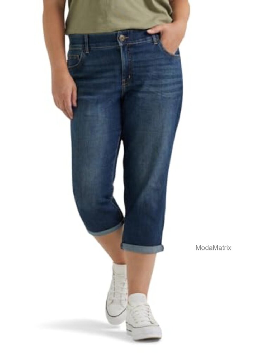 Women's Mid Rise Capri Jeans with Flex Motion Waistband